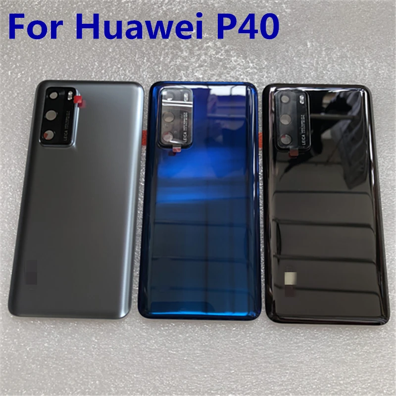 100% מקוריים מזג זכוכית כיסוי אחורי עבור Huawei P40 חלקי חילוף בחזרה את מכסה הסוללה הדלת דיור + מסגרת המצלמה - 0