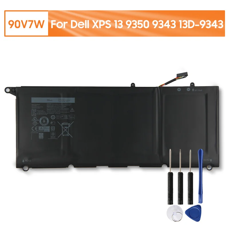 החלפת הסוללה של המחשב הנייד 90V7W על Dell XPS 13 9350 9343 13D-9343 JD25G JHXPY 5K9CP 0DRRP 0N7T6 DIN02 RWT1R 56Wh - 0