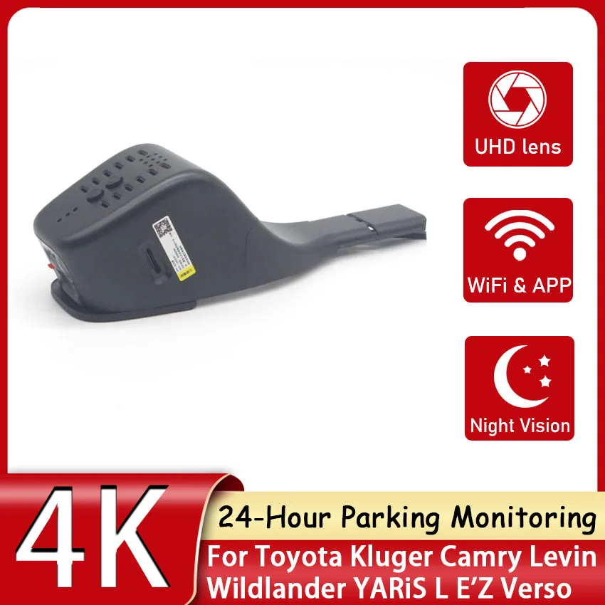 רכב DVR-Wifi מקליט וידאו 4K Dash Cam,בקרת APP,עבור טויוטה Kluger קאמרי לוין Wildlander יאריס L E ' Z Verso נמוך תצורה - 0