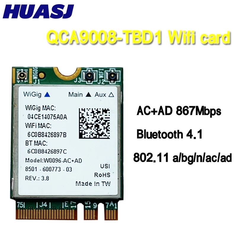 HUASJ Atheros QCA9008-TBD1 אלחוטי AC+AD BT 4.1 WIFI מודול 2.4 G/5G Dual Band WIFI כרטיס 867Mbps - 0