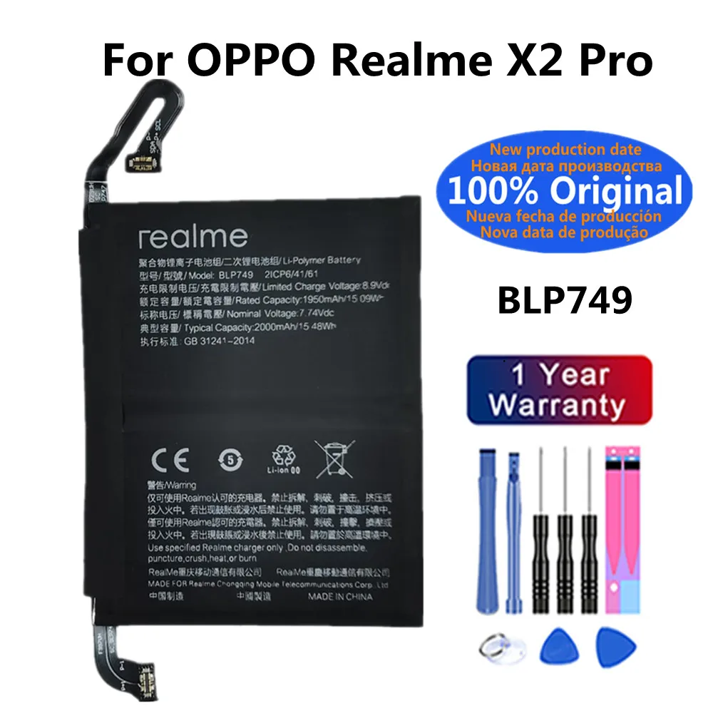 חדש סוללה מקורית BLP749 עבור OPPO Realme X2 Pro X2Pro RMX1931 4000mAh טלפון חכם, סוללה סוללות מהירה מספר מעקב - 0