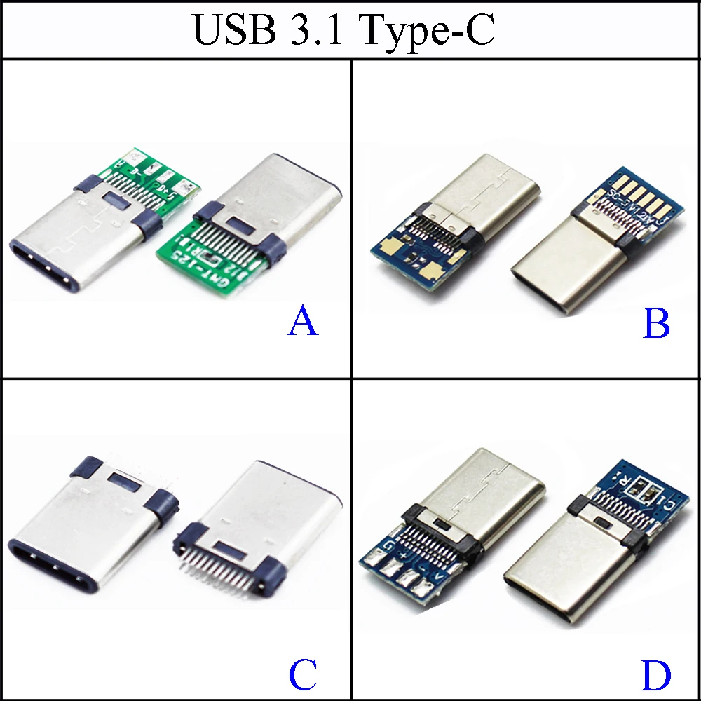 YuXi DIY OTG USB 3.1 ריתוך זכר ג ' ק תקע ה-USB 3.1 Type C מחבר עם PCB לוח תקעים קו נתונים מסופים עבור אנדרואיד - 0