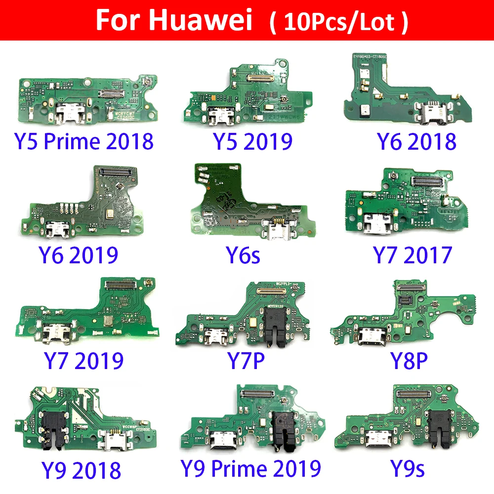 10Pcs USB לטעינה יציאת Dock מטען מחבר לוח להגמיש כבלים עבור Huawei Y5 Y6 Y7 Y9 ראש 2017 2018 2019 Y6P Y6s Y7P Y8P Y9s - 0
