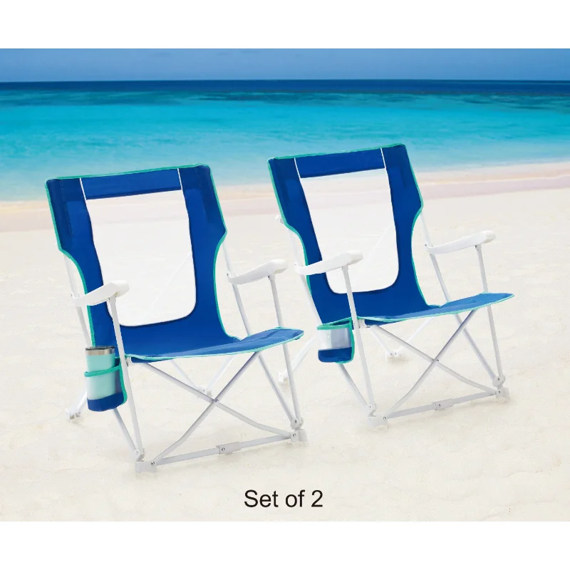 2-Pack מעמודי התווך קיפול קשה הזרוע תיק החוף כיסא לשאת את התיק, כחול - 0