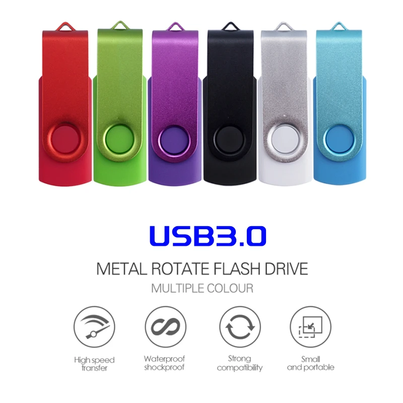 סמל מותאם אישית במהירות גבוהה מתכת USB3.0 כונן פלאש 128GB 64GB 32GB מהירות גבוהה 16GB זיכרון פלאש USB3.0 מקל קטן דיסק סמל מותאם אישית - 0