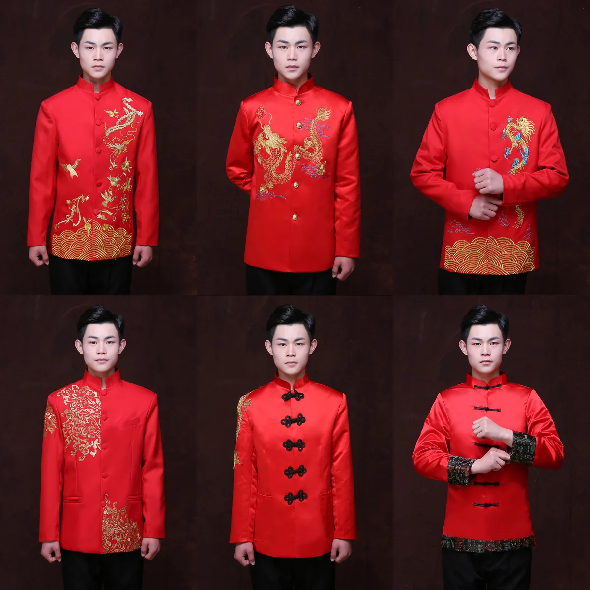 הסינית האדומה החתונה החתן ' קט גבר טוניקה טאנג תחפושת סינית מסורתית להתלבש הדרקון גברים Cheongsam העליון תחפושת 90 - 0