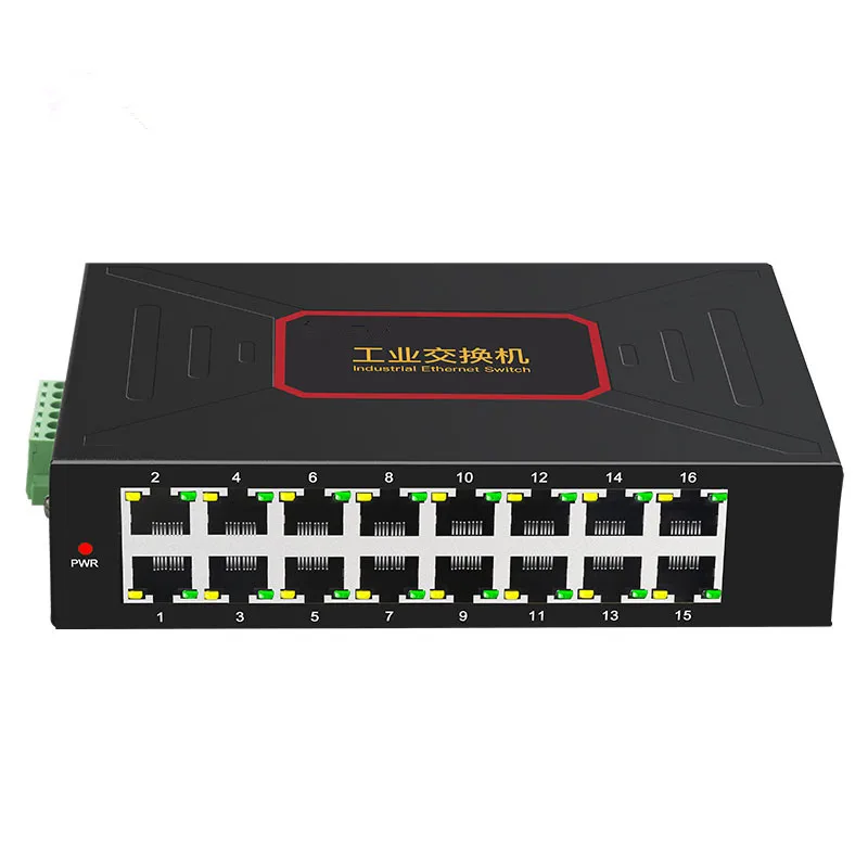 אספקת 16 יציאות תעשייתי מתגי Ethernet 10/100Mbps דין מעקה מסוג RJ45 רשת מתג 16 port gigabit switch - 0