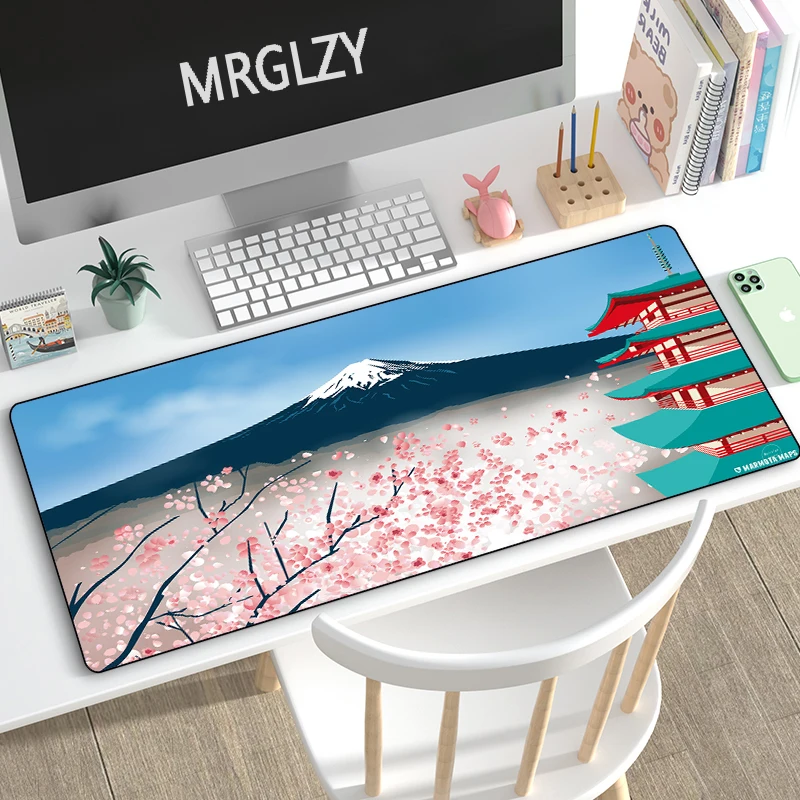 בסגנון יפני אמנות משטח עכבר XL הר פוג ' י גדול השולחן מחצלת 40*90/40*80 עכבר המשחקים משטח גומי מקלדת Mousepad שטיח חחח - 0