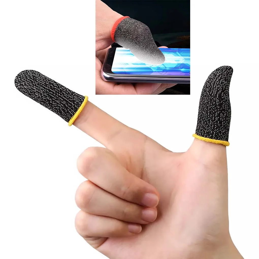 המשחקים האצבע שרוול לנשימה קצות האצבעות למשחקים נגד זיעה מסך מגע האצבע מיטות כיסוי רגישות מגע נייד אדום צהוב - 0