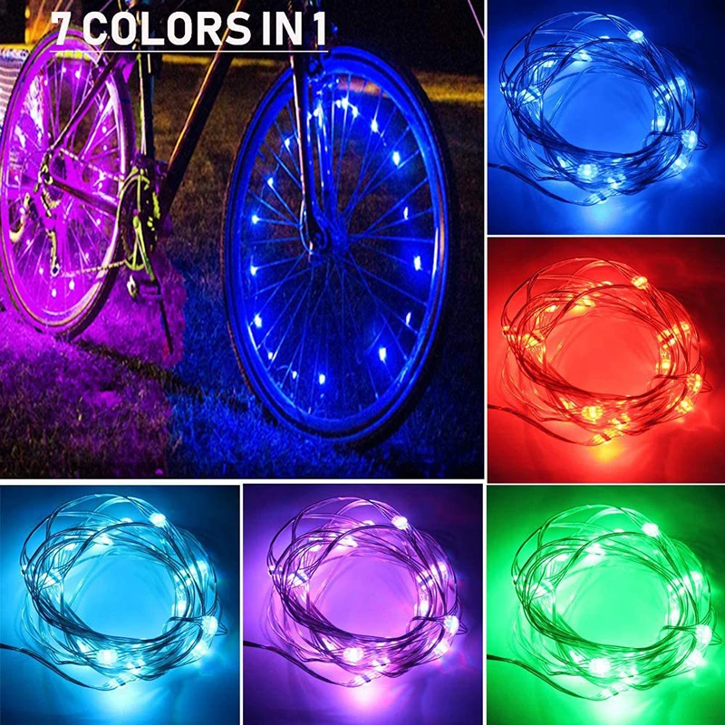 2M אופניים אורות חיצונית גלגל 20 LED מחרוזת אור רכיבה על אופניים דיבר ההגה המנורה מסיבת אורות חיצונית Luces Led Bicicleta Bisiklet - 0