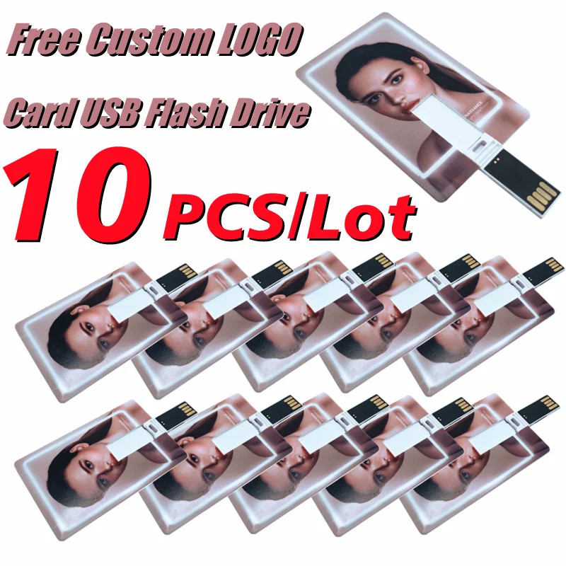 משלוח חינם 10PCS/Lot חינם תמונה מותאמת אישית לוגו כרטיס בנק דגם הכרטיס הלבן USB2.0 כונן פלאש 4GB 8GB 64GB 128GB זיכרון - 0