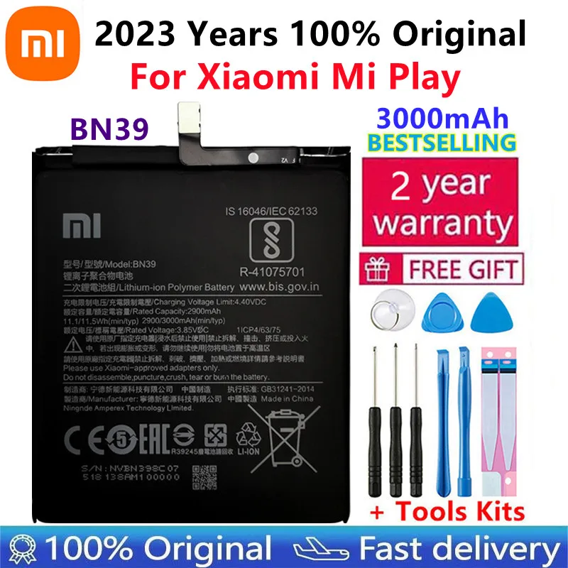 שיאו mi 100% Orginal BN39 3000mAh סוללה עבור Xiaomi Mi לשחק BN39 באיכות גבוהה הטלפון החלפת סוללות +כלים - 0