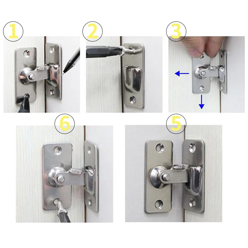 90 ° זווית ישרה הדלת בריח נירוסטה דלת מנעולים בולט עבור אסם דלת הזזה להפוך הדלת אבזמים קישוטים ביתיים - 0