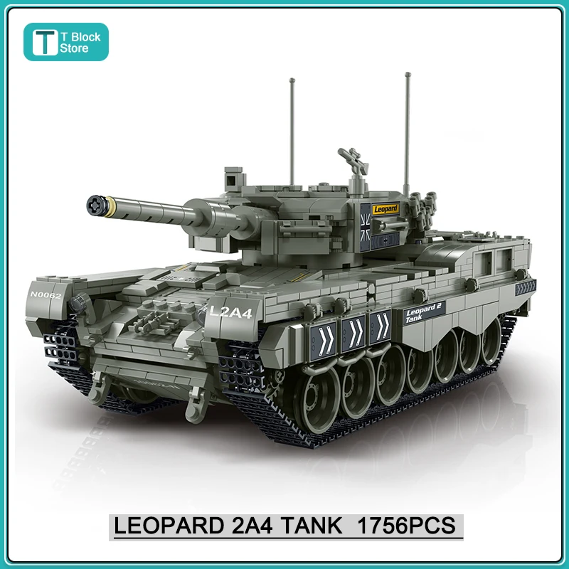 MOC כוחות צבאיים WW2 גדול Leopard 2A4 ראשי קרב טנק אבני הבניין דגם תואם לגו לבנים DIY ילד צעצוע ילד מתנות - 0