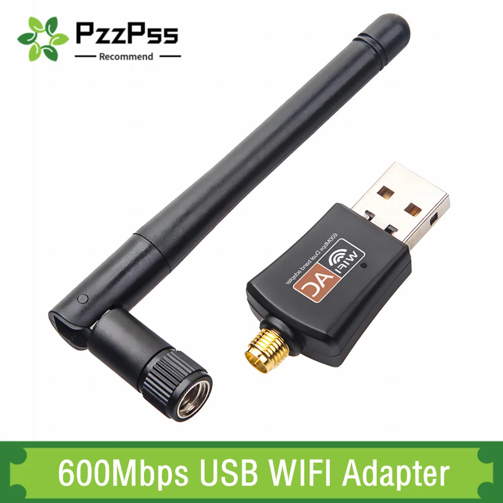 PzzPss Dual Band 600Mbps מתאם WIFI USB 2.4 GHz 5GHz אינטרנט אלחוטי עם אנטנה מחשב Mini המחשב כרטיס רשת המקלט למחשב נייד - 0