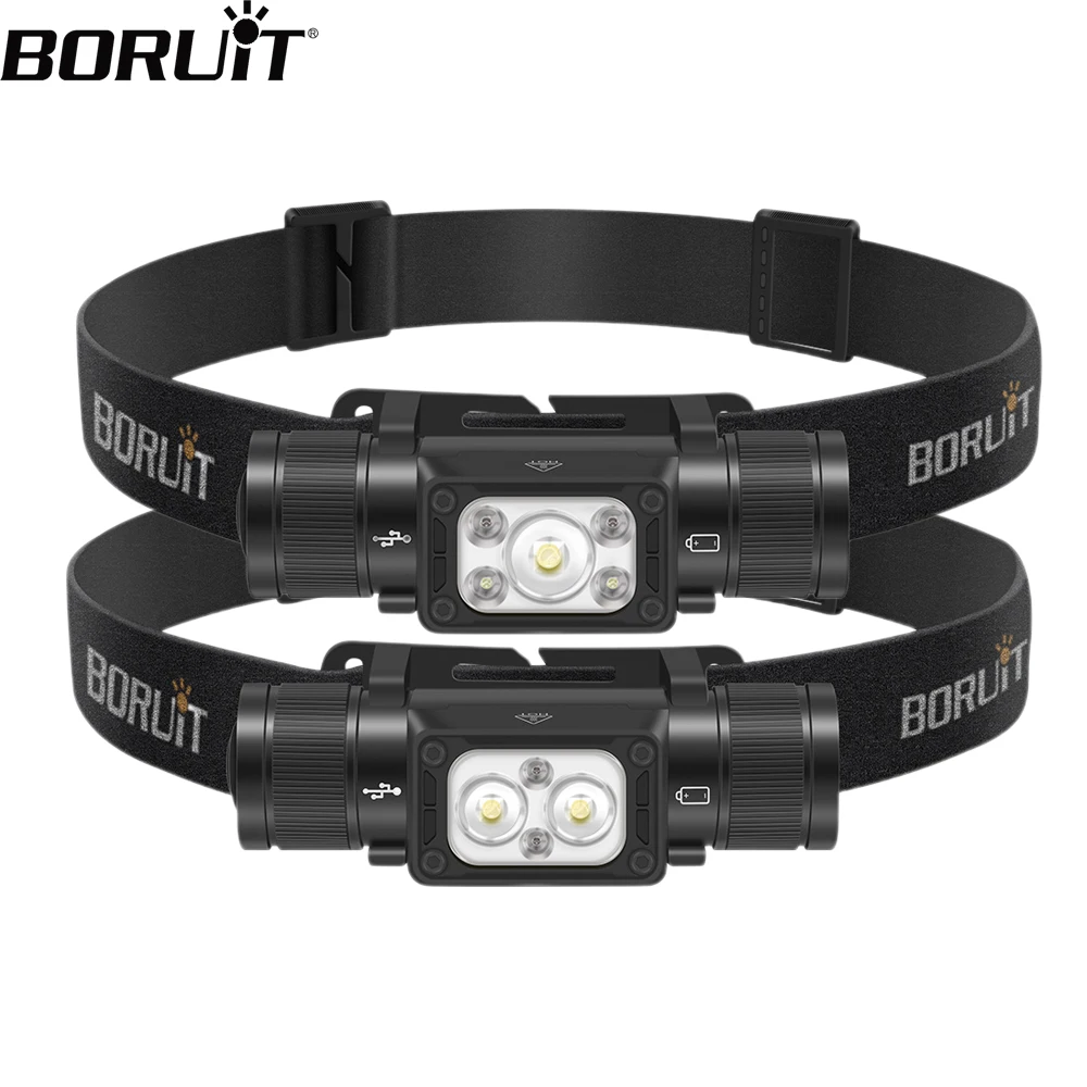 BORUiT HP340/HP350 LED פנס מסוג-C Rechargesble חזק פנס קמפינג עמיד למים לדוג הראש לפיד חירום פנס - 0