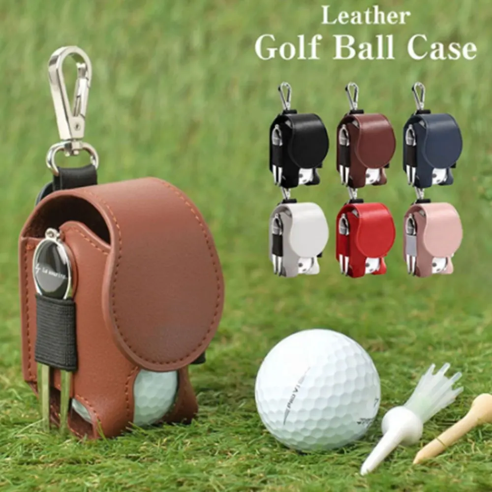 מיני כיס עור כדור גולף אחסון כיס גולף נייד המותניים מחזיק תיק מיני גולף כדור מיכל המותניים שקית אחסון - 0