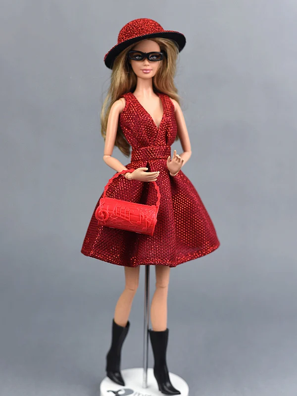 שמלות בובת ייחודי האדום בשמלת ערב להגדיר עבור 29cm בובות שמלות ערב בגדי 1/6 BJD בובה מתנה בובה אביזרים - 0