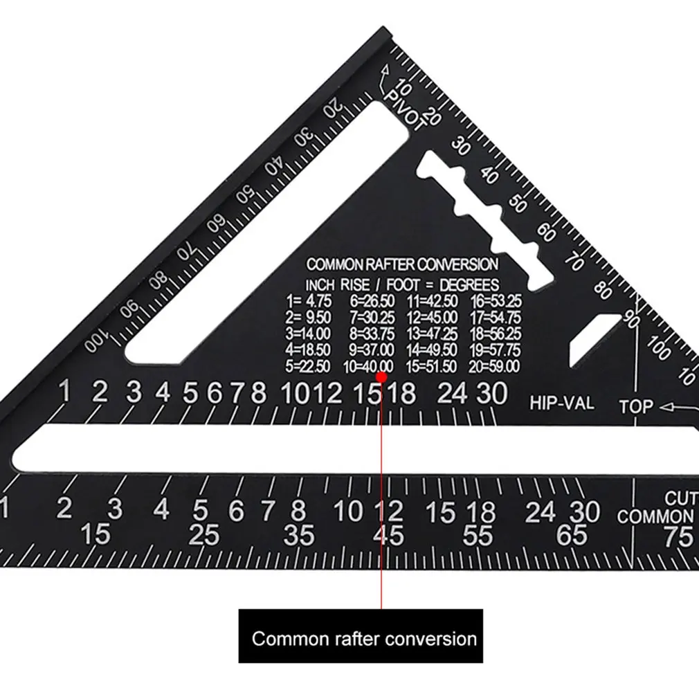 זווית שליט מדד סגסוגת אלומיניום משולש מדידה שליט העץ מהירות מרובע משולש מד זווית - 1