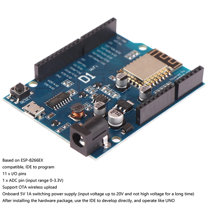 ESP-12E WiFi פיתוח לוח מבוסס WeMos D1 UNO R3 CH340 CH340G ESP8266 מגן חכם אלקטרוניים PCB עבור תואם Arduino IDE - 1