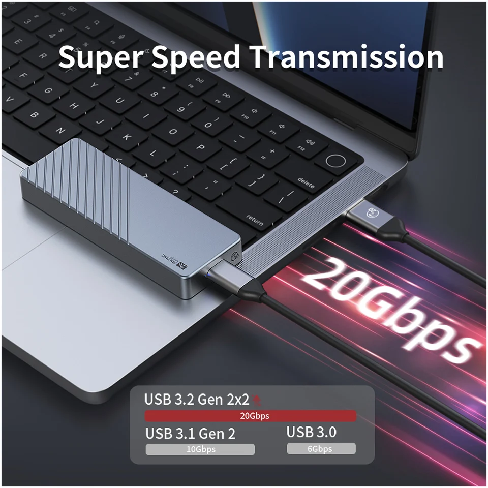 SANZANG חיצוני HD SSD מקרה 20Gbps. מ. 2 NVMe מארז USB Type C 3.0 M2 מצב מוצק כונן הדיסק קשיח תיבת אחסון עבור מחשב נייד - 1
