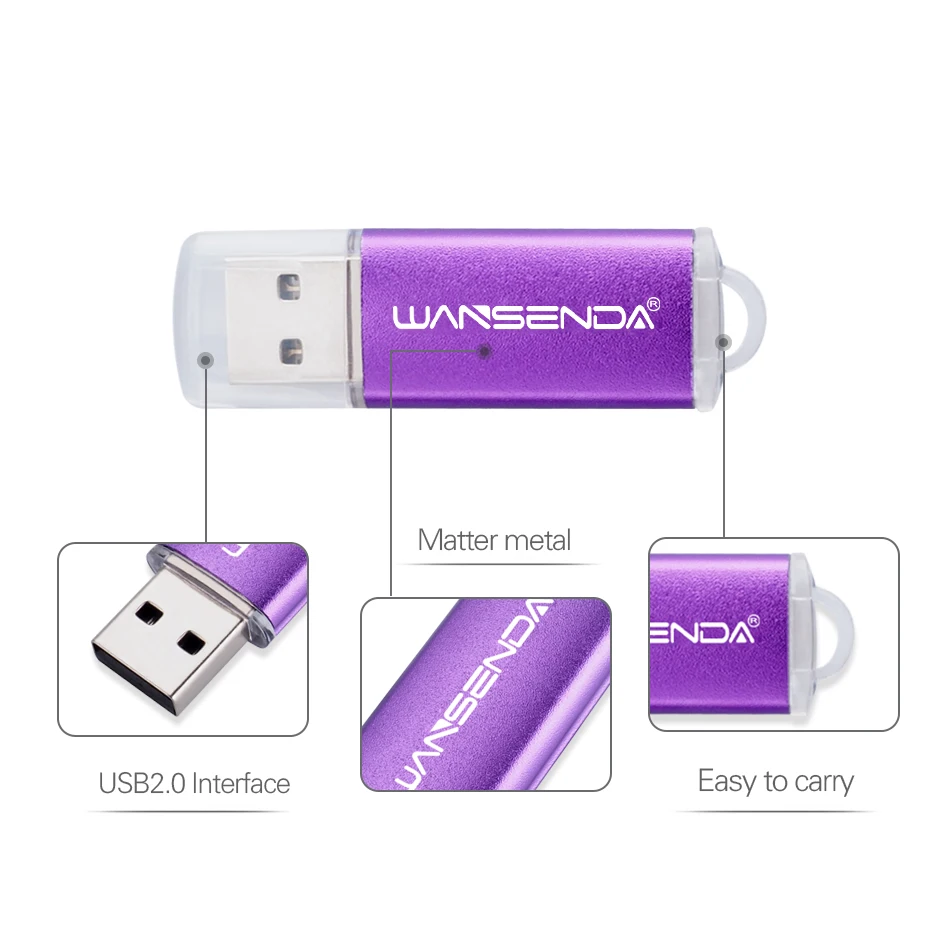 WANSENDA נייד USB Flash Drive כונן עט 8GB 16GB 32GB 64GB אמיתי קיבולת Pendrive 128GB 256GB מתכת מקל זיכרון דיסק U - 1