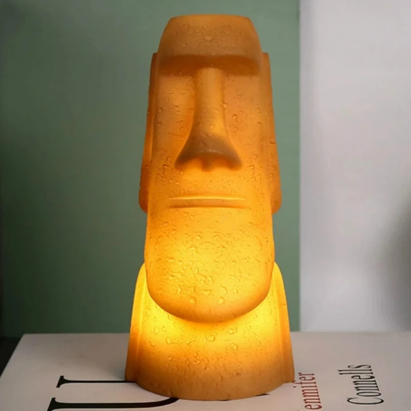 לילה אור אי הפסחא Moai סוללה המופעלת על שולחן אור LED בסלון ליד המיטה קישוט פסלים לקישוט עיצוב - 1