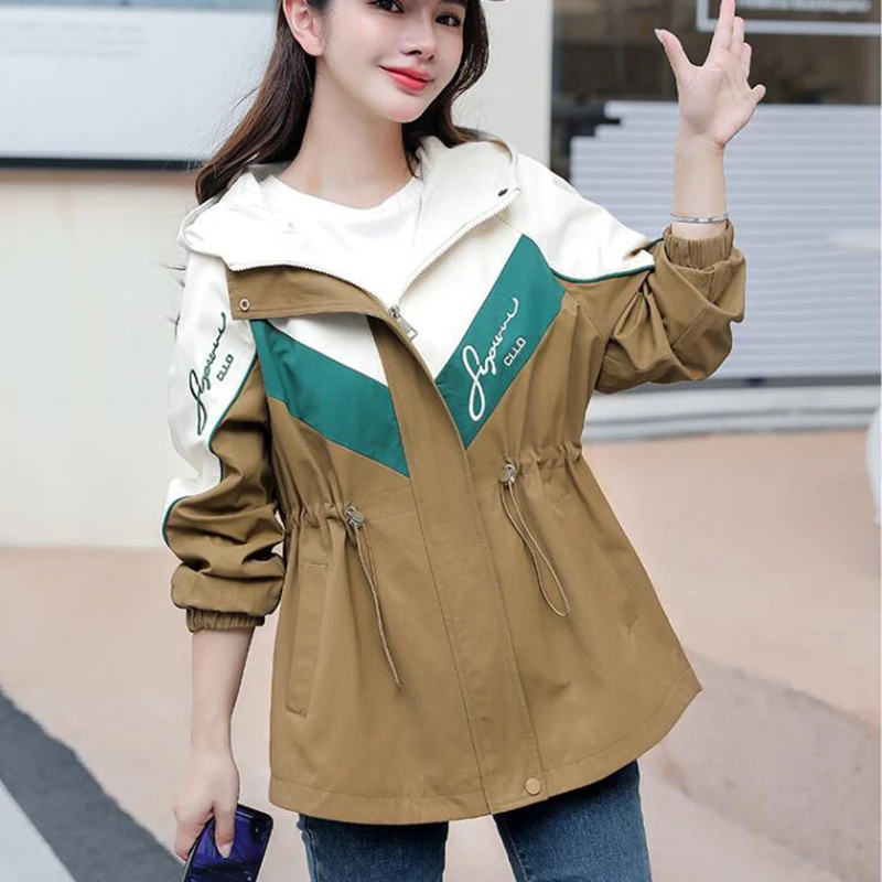 2023New אביב סתיו לתפור מעיל נשים קוריאני באמצע רוכסן נשים מעיל טרנץ ' מעיל רוח נשית הלבשה עליונה לכל היותר - 1