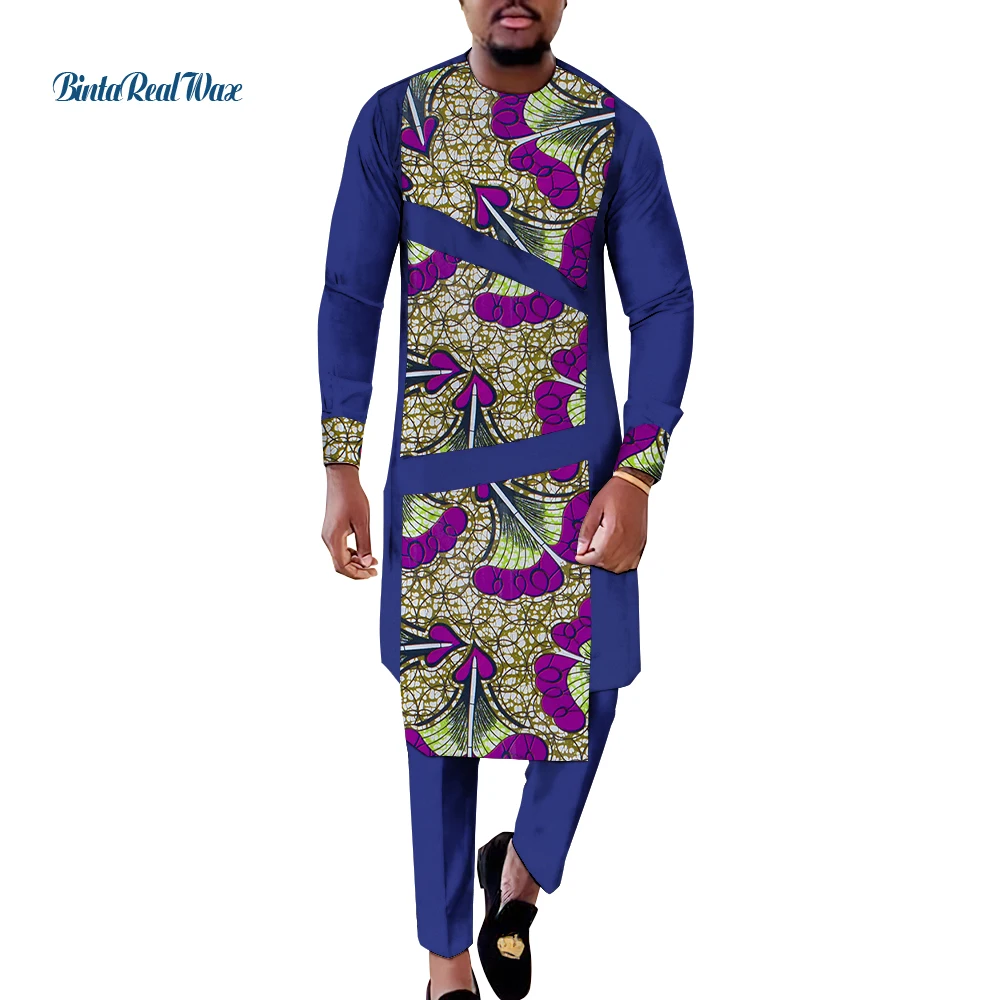 אפריקה שני חלקים תלבושות עבור אנשים שמציירים Africaines גלימות גודל פלוס חולצות מכנסיים שבט אפריקאי שמלות מודרניות WYN1742 - 1