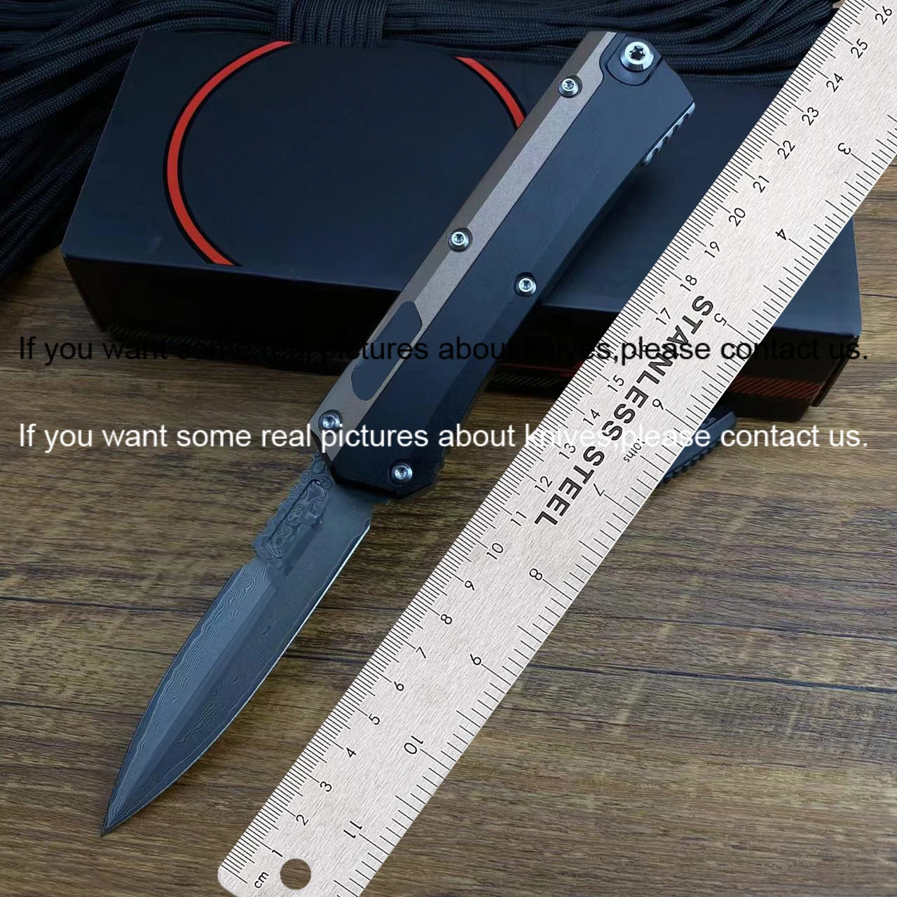 מיקרו מר פוטרמן טק סכין GK סדרה דמשק להב 58-60HRC קשיות שטח אלומיניום ידית חיצונית קמפינג הגנה עצמית אולר - 1
