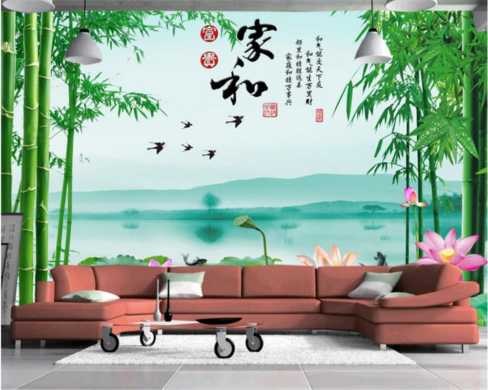 Beibehang מודרני קישוט הבית 3D טפט הביתה ועשיר במבוק לבלוע נוף 3d חדר טפט נוף 3d טפט - 1