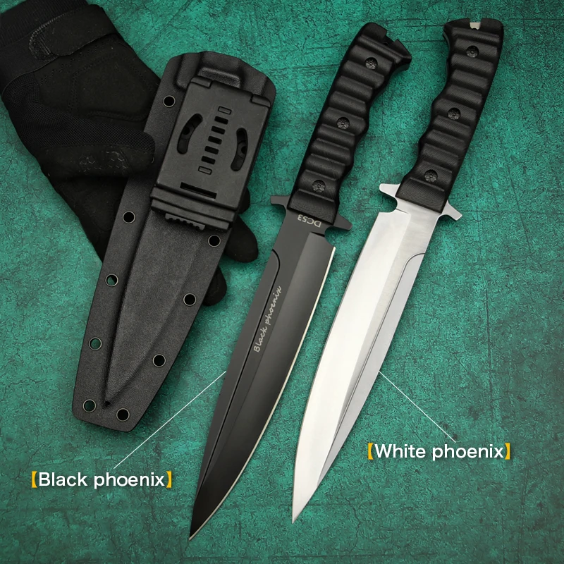 רוסיה פיניקס קמפינג סכין ציד קשיות גבוהה DC53 פלדה G10 לטפל חדה סכין טקטי קמפינג כלי הישרדות - 1