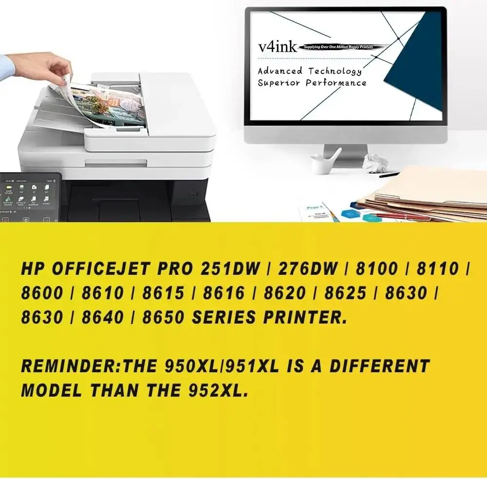 V4ink 5x מחסניות הדיו של HP 950XL 951XL OfficeJet Pro8640 8615 8620 8625 8600 - 1