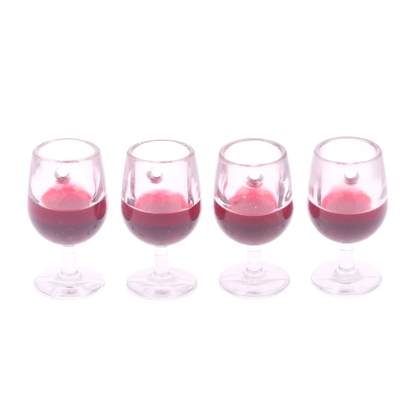 4pcs מיניאטורי יין אדום כוס יין כוסות הבובות מזונות מצרכים מטבח פייה בגן קישוטים - 1