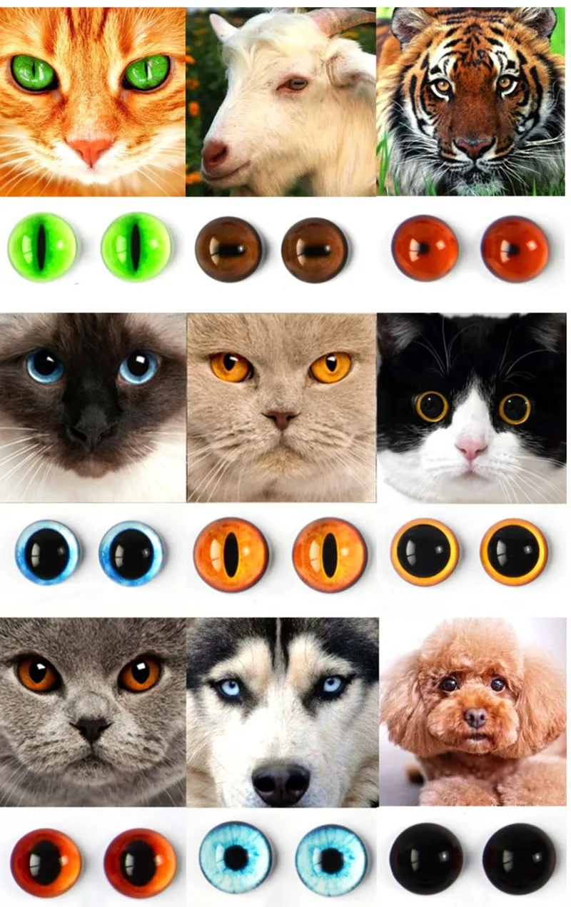 20Pcs 6/8/10/12mm בובה עין זכוכית עגול הדרקון עיני חתול בזוגות Flatback Cabochons קישוט מחזיק מפתחות DIY אביזרים - 1