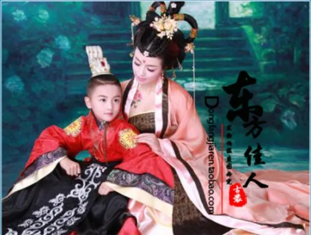 זיי ז ' או Qu שושלת האן הורה-ילד של אמא ובן Hanfu תחפושת קבוצות הילדים של היום ביצועים או תמונה הבית - 1