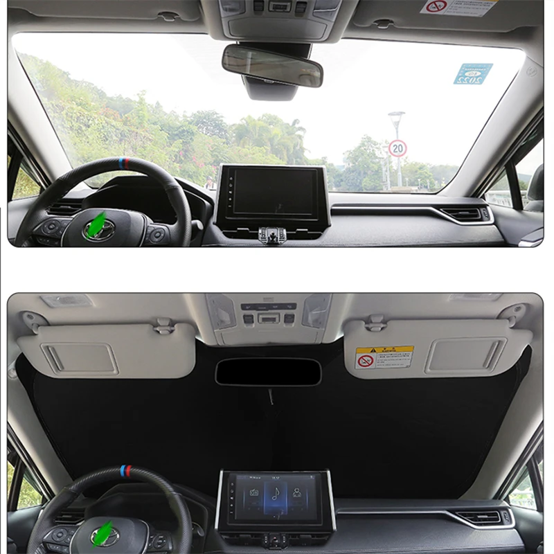 המכונית מגן השמש השמשה שמשיה אוטומטי קדמי לחלון שמש צל שמשת הרכב מגן על טויוטה RAV4 2019 2020 2021 אביזרים - 1
