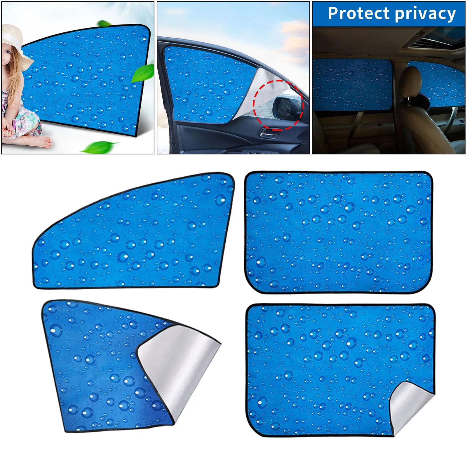 4-חבילת אנטי UV רכב מגנטי החלון בצד שמשיה צל Premium נשלף - 1
