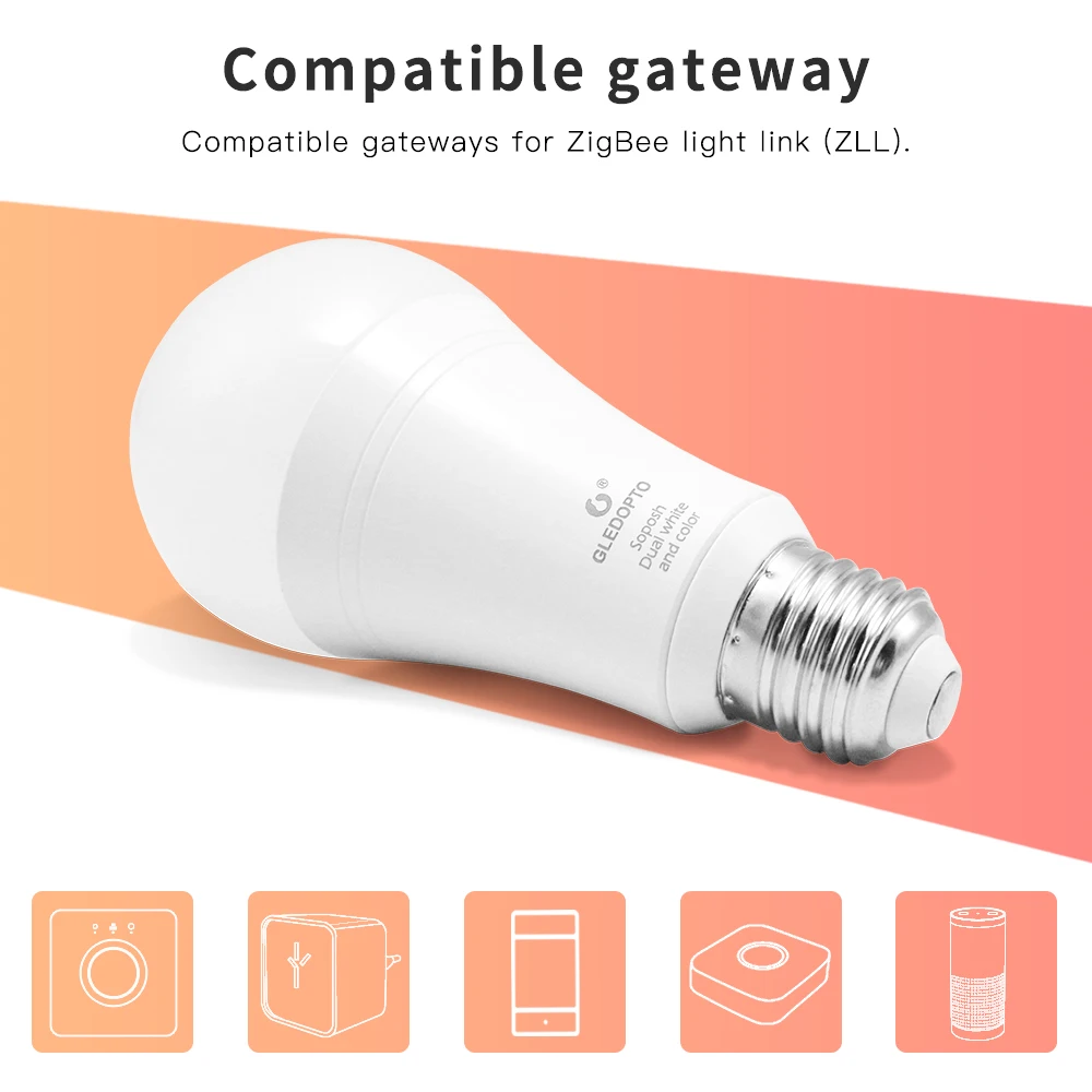 GLEDOPTO Zigbee חכם אור Bulb12W מנורות LED תואם עם רכזת גשר Tuya SmartThings האפליקציה טלפון אקו בתוספת שליטה קולית - 1