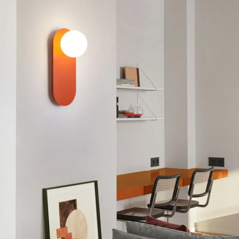 נורדי LED מנורת קיר זכוכית מינימליסטי כתום פמוטי קיר חדר השינה, הסלון למסדרון קישוט אסתטי גופי תאורה - 1