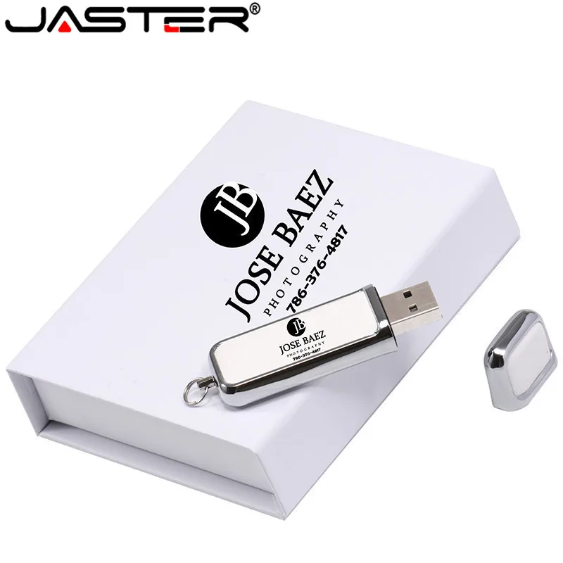 ג ' סטר כונן הבזק מסוג USB מותאם אישית לוגו מקל זיכרון תיבת נייר הדפסה בצבע כונן עט עור Pendrive 64GB 32GB 128GB חברת מתנות - 1
