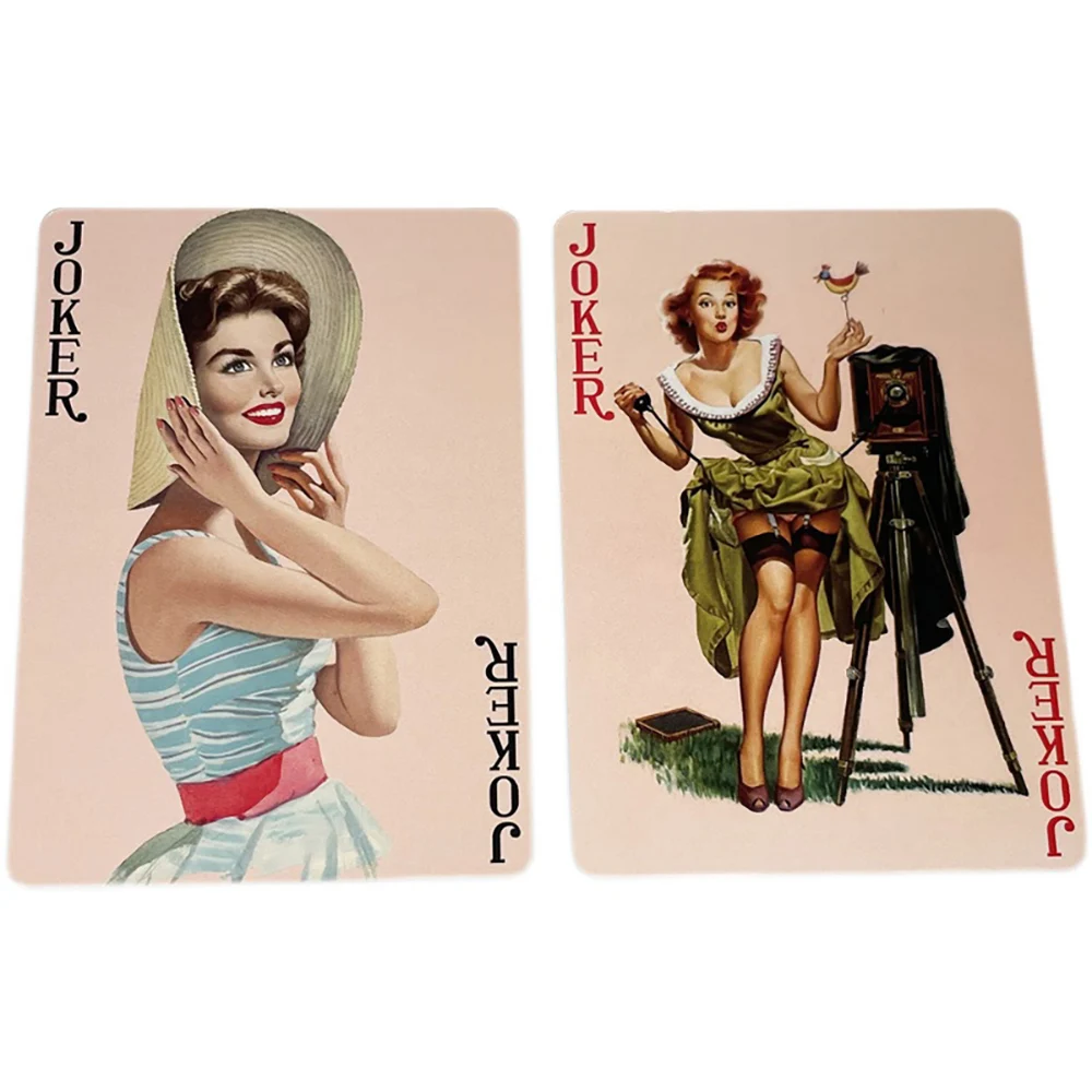 האמריקאי רטרו סקסי גברת יפה ביקיני בנות חמודות משחק פוקר כרטיסי וינטאג', רטרו, קלאסי, אוסף פוקר קלפים - 1