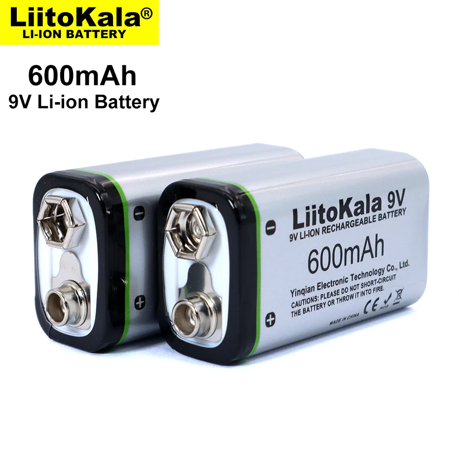 9PCS LiitoKala 600mAh 9V 6F22 נטענת Li-ion סוללה עבור המיקרופון מודד צעצועי RC טמפרטורה האקדח - 1