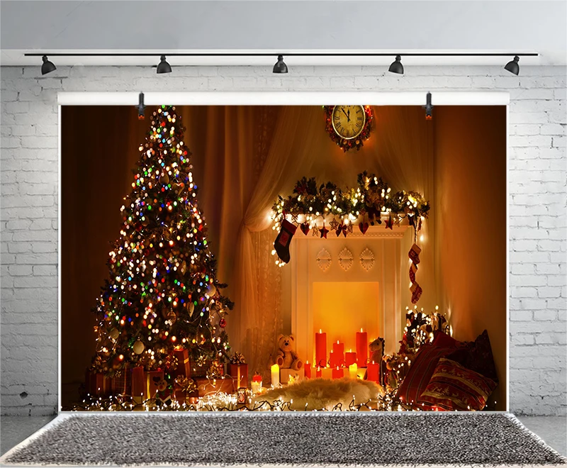 חג המולד החורף האח רקע אש בוערת קיר צילום קישוט חדר רקע לצילום סטודיו פוסטר באנר אביזר - 1