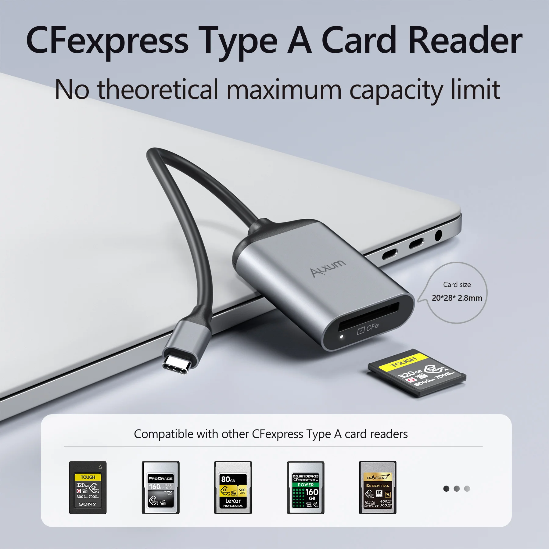 ALXUM CFexpress קורא כרטיסי USB C כדי CF Express זיכרון אחסון מתאם הברק 3 סוג Cardreader עבור המחשב הנייד הטלפון - 1