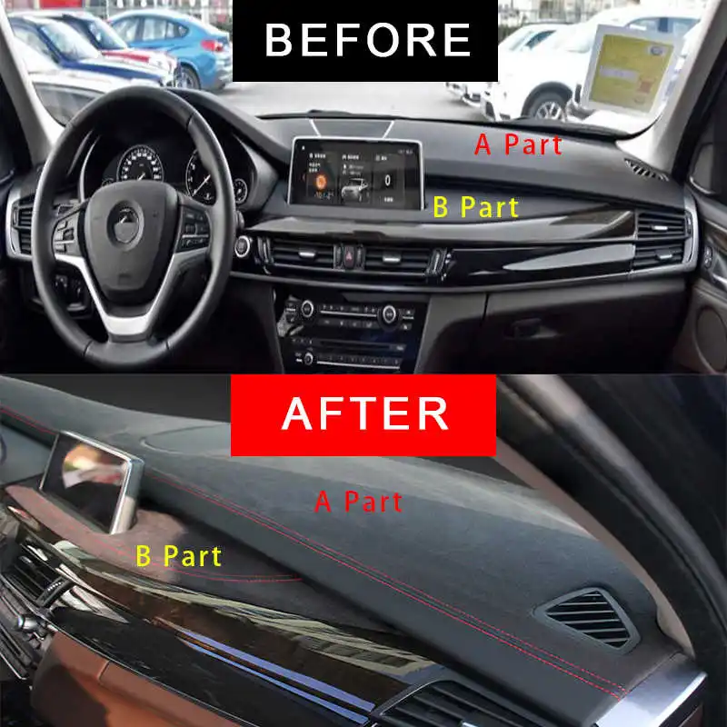 אמיתי אלקנטרה לוח המחוונים במכונית העליונה מכסה על ב. מ. וו X5 F15 2014-2018 מחצלת בצל כרית כרית שטיחים פנים המכונית-סטיילינג - 1