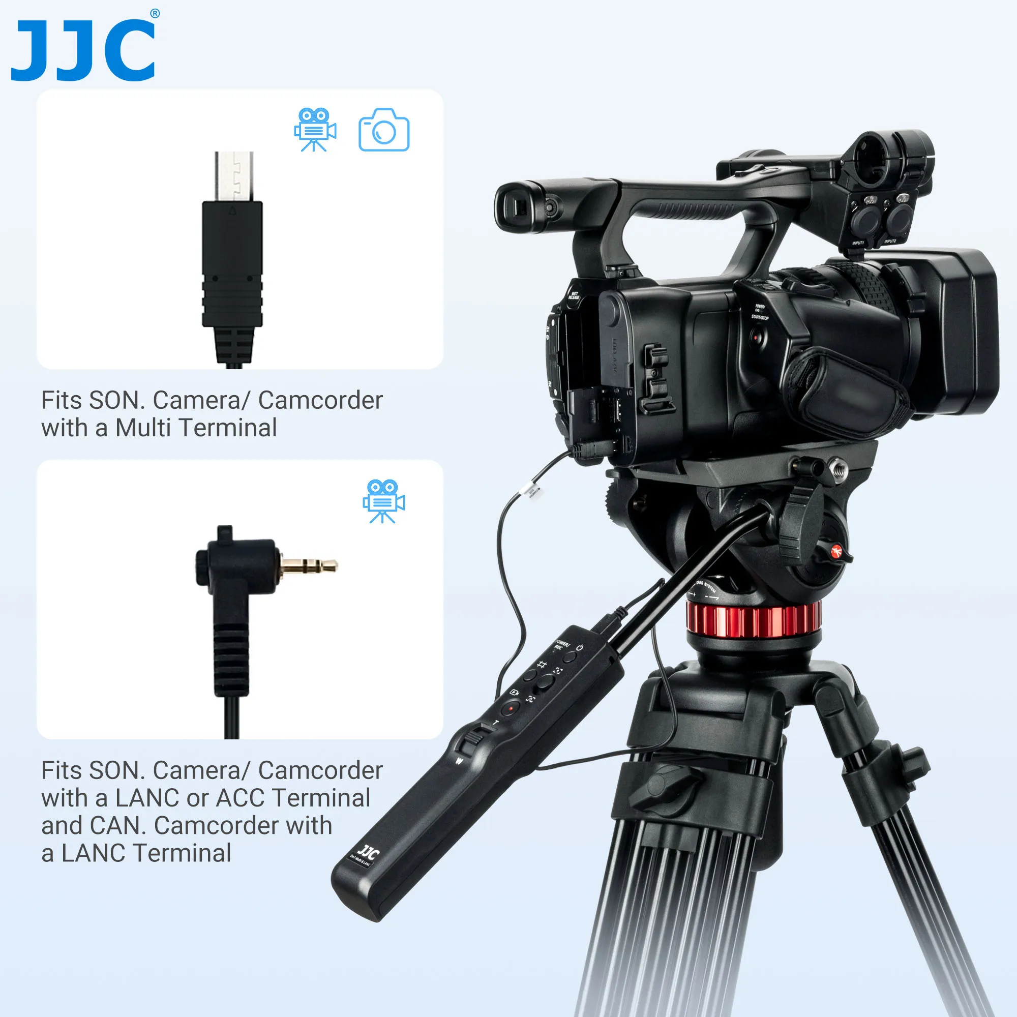 JJC פן בר שליטה מרחוק על LANC/מוטי מסוף מצלמות/מצלמת וידאו, עובד עם Manfrotto 502AH 502A 504HD 509HD 526 Nitrote N8 - 1