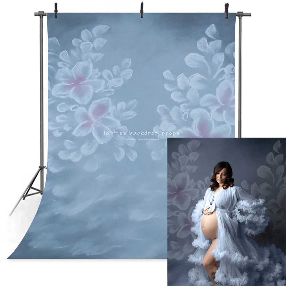 אור רקע כחול אישה בהריון דיוקן ילדים Photostudio אביזרים לבת צילום יד ציור פרח רקע - 1