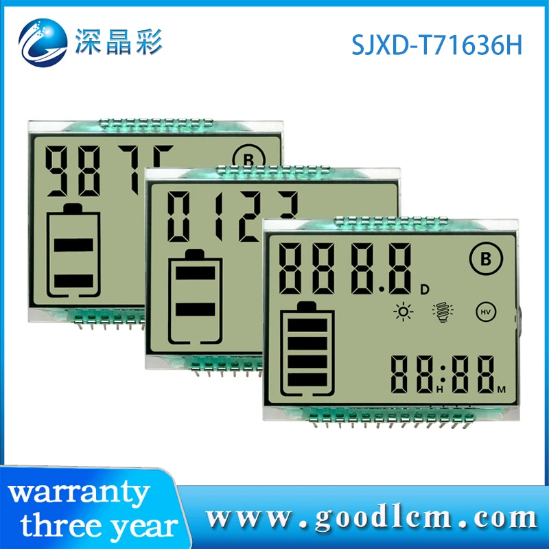 T71636H אחסון אנרגיה שבורה קוד LCD מסך TN חיובי 3.0 v lcd 7 בצבע אחד מותאם אישית מגזר תצוגת lcd - 1