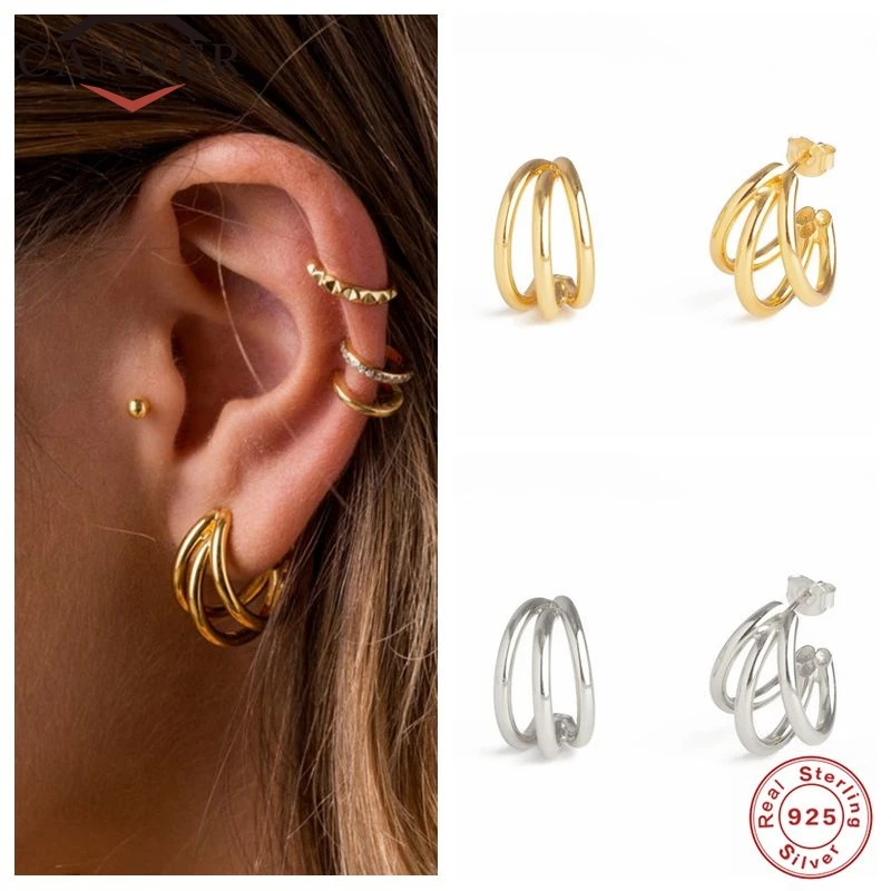 פחית אמיתי 925 כסף סטרלינג עגילים פירסינג Earings לנשים האירופי & האמריקאי יוקרה תכשיטים יפים pendientes - 1